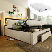 letto imbottito lino beige 160x200 cm