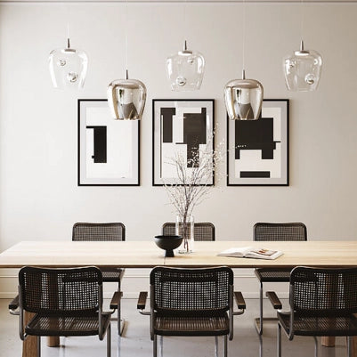 Zafferano Lampada a sospensione Bilia 230V in vetro borosilicato soffiato e alluminio sabbiato, LED 8W 2700K CRI90, diametro 18 cm, altezza 324 cm