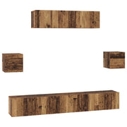 Set mobile TV 7 pz | Armadietto TV | Mobile Porta TV Legno vecchio Legno multistrato