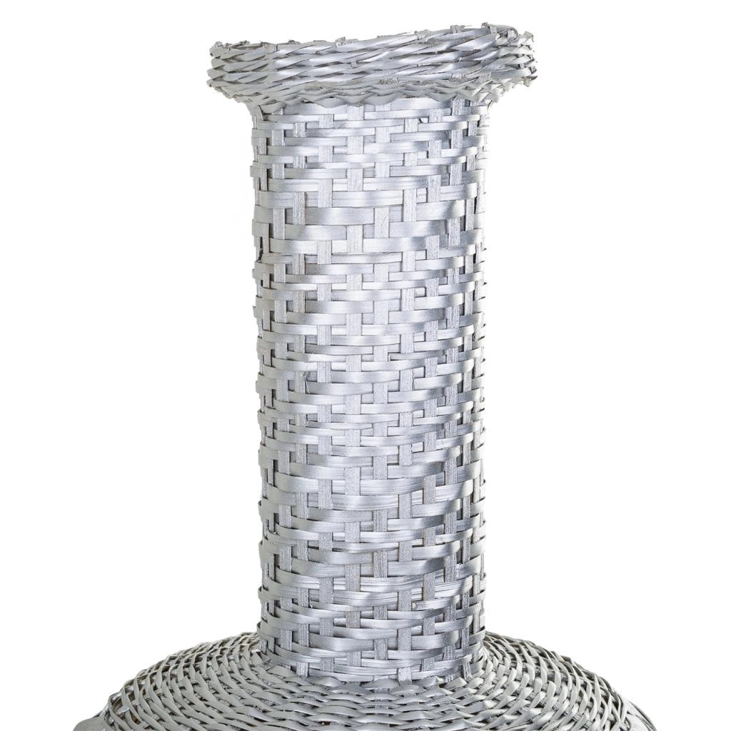 Vaso in bambù laccato argento 15x38x71h
