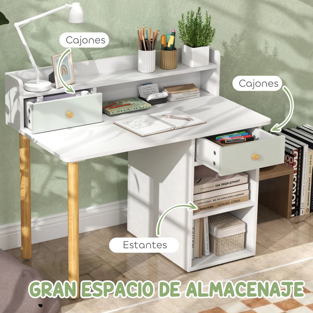 Scrivania per bambini con sedia ¨C zephmum ¨C verde chiaro e bianco 90x50x75