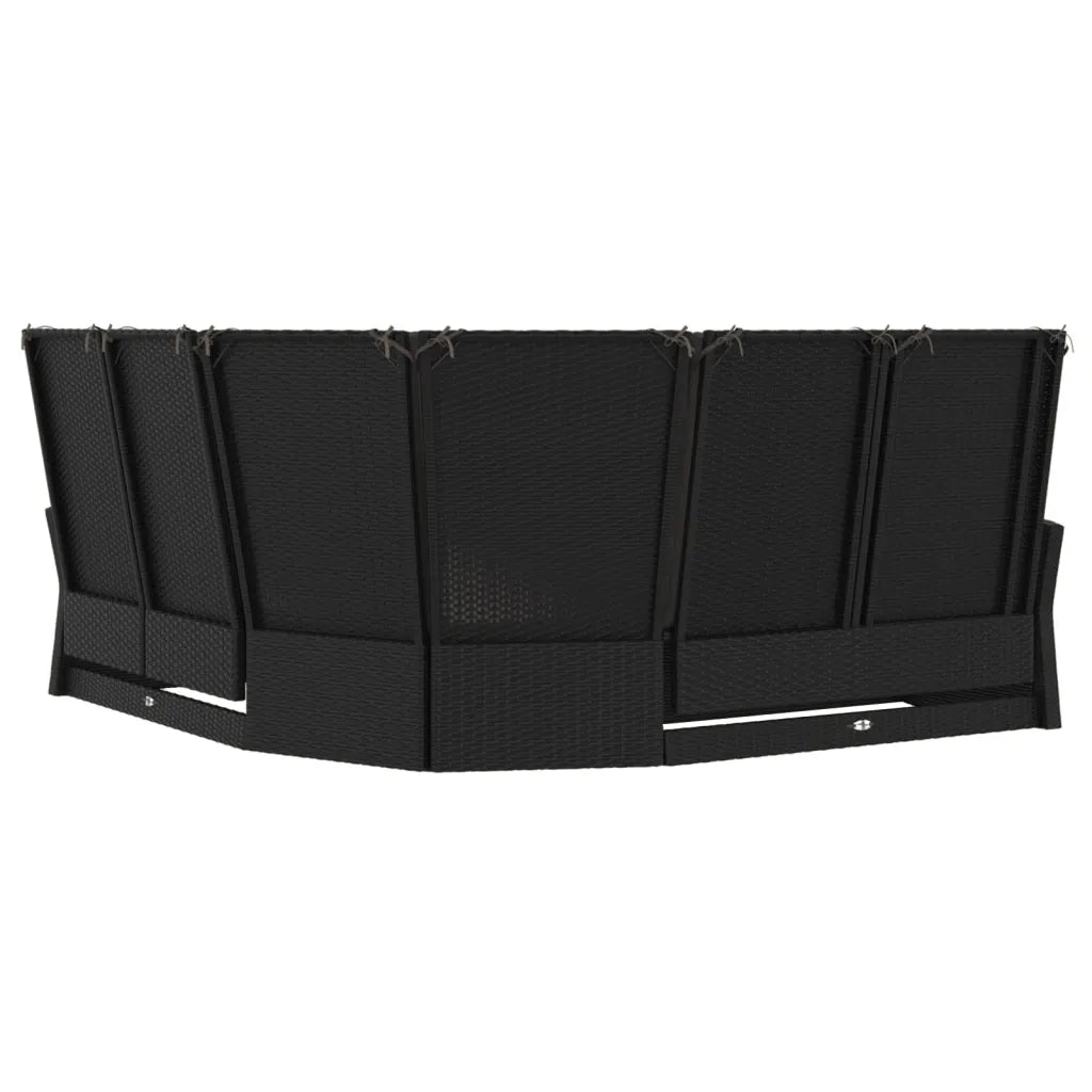 Divano Angolare Reclinabile con Cuscini in Polyrattan Nero 362181
