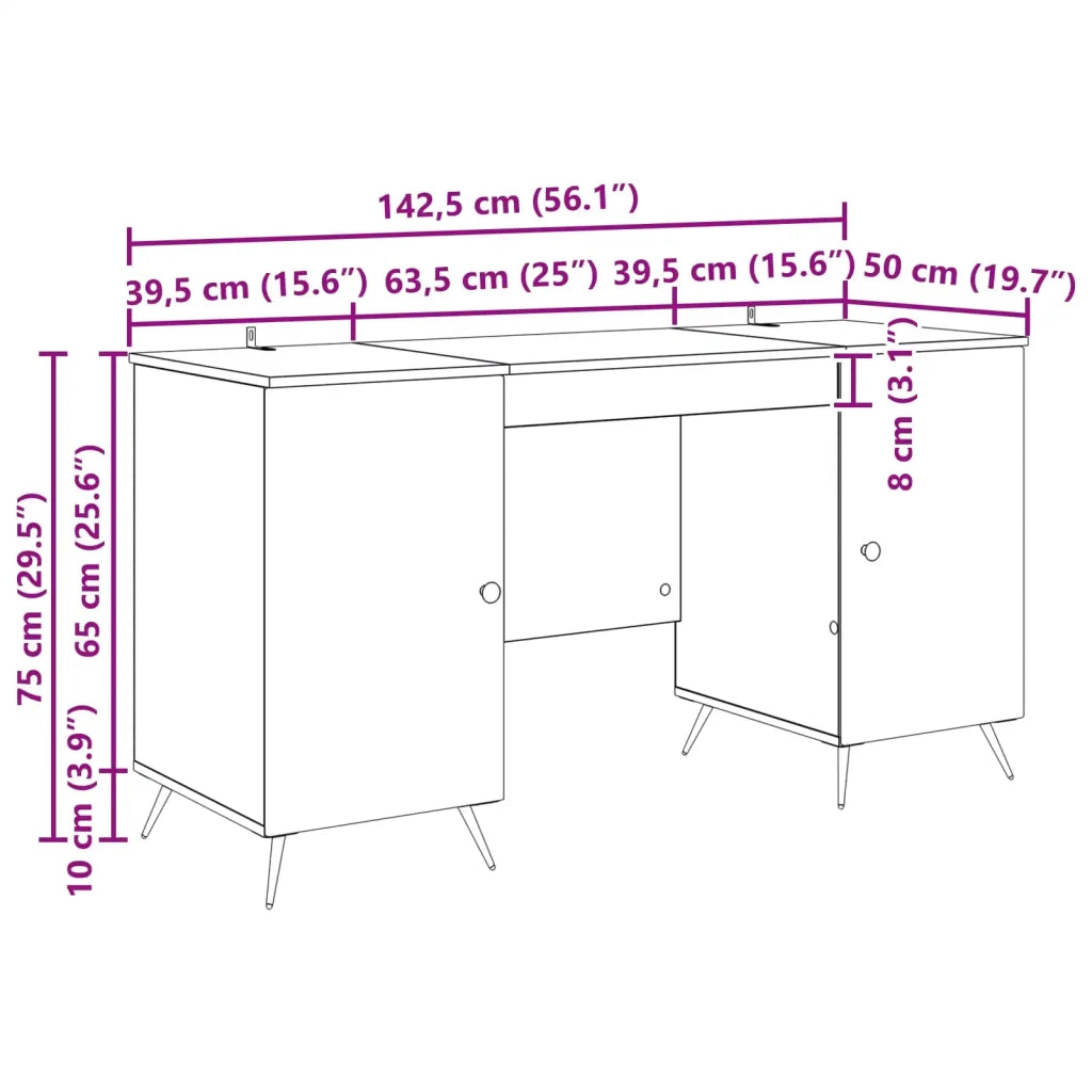 Scrivania | Tavolo da Ufficio Rovere Sonoma 142,5 x 50 x 75 cm Legno ingegnerizzato