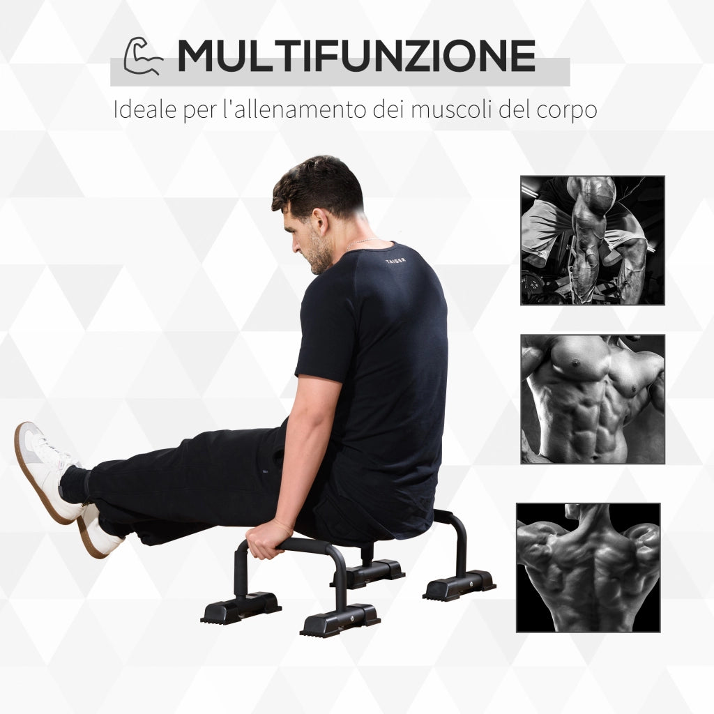 Barre Parallele per Fitness ¨C Xylo ¨C Acciaio con Impugnatura Antiscivolo EPE, 36x25x20 cm, Nero