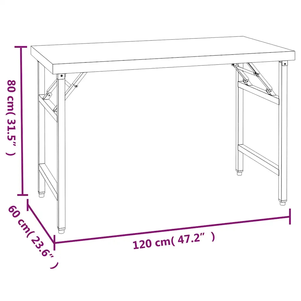 Tavolo Lavoro Cucina con Ripiano 120x60x115 cm Acciaio Inox 3155991
