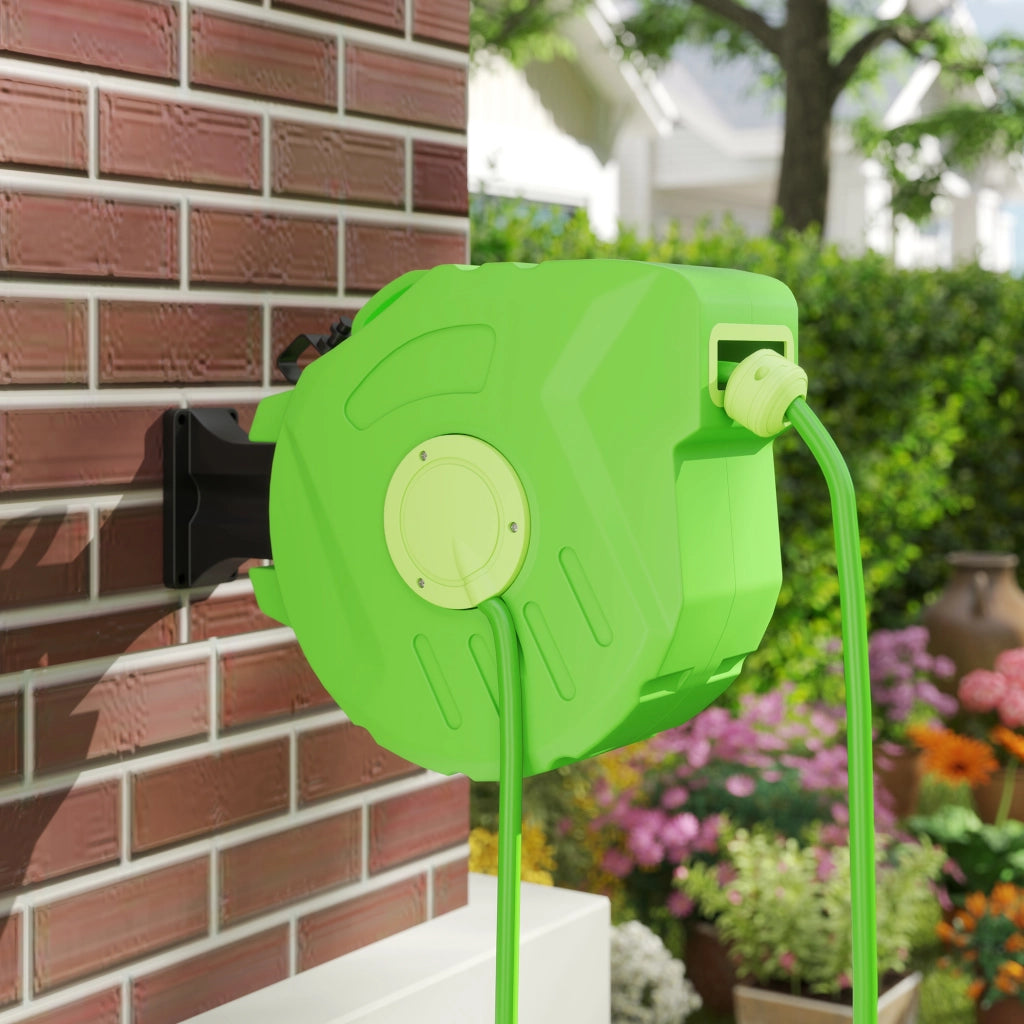Avvolgitubo da Giardino Retrattile con Tubo 15 m ¨C zephmum ¨C Verde Plastica