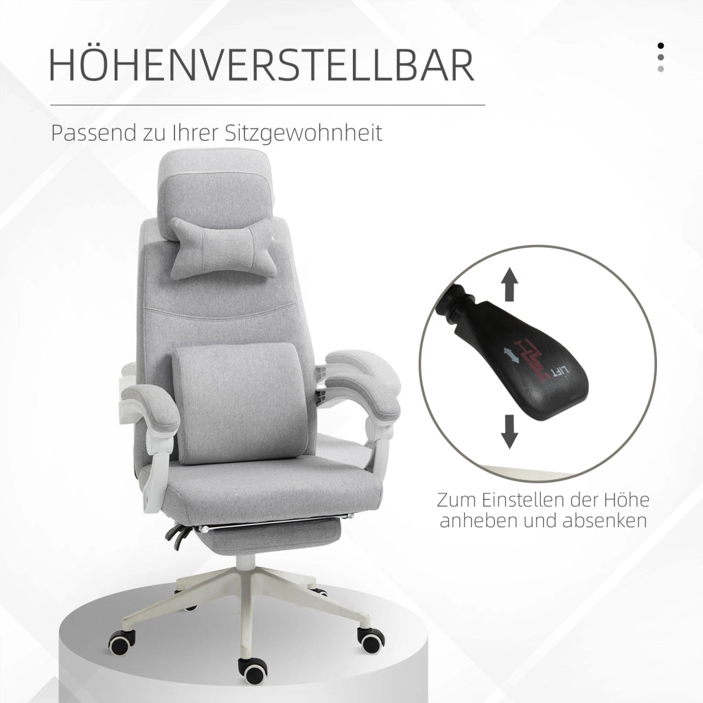 Sedia da ufficio, sedia da gaming, sedia con rotelle, ergonomica, poliestere, schiuma, pannello multistrato, 62 x 68 x 117-127 cm