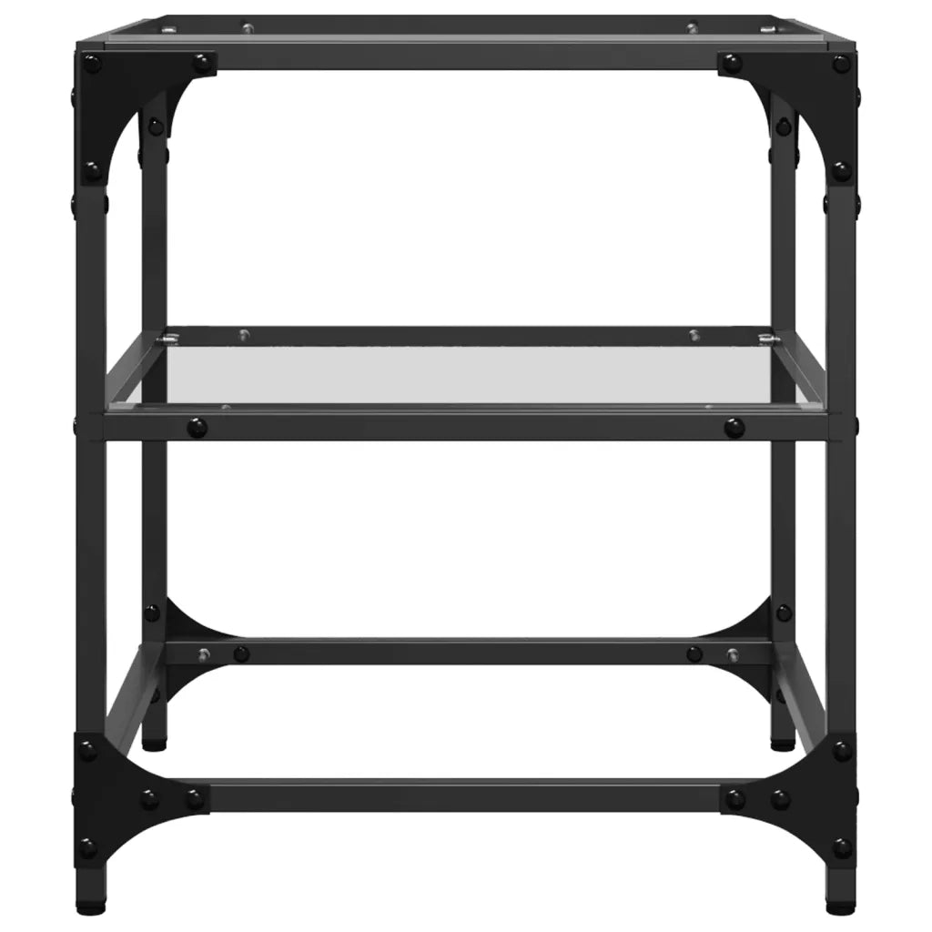 Tavolino Salotto con Piano Vetro Trasparente 40x40x45cm Acciaio 846003