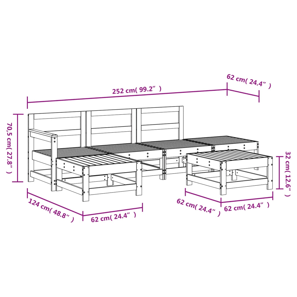 Set Salotto da Giardino 6 pz in Legno Massello di Douglas 3186541