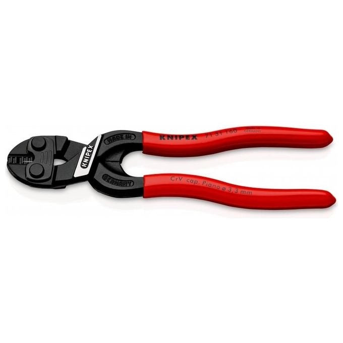 Knipex 71 31 160 Tronchese Compatta con Doppia Leva CoBolt Lunghezza 160 mm Materiale Acciaio Cromo-Vanadio Duro 64 HRC colore Nero