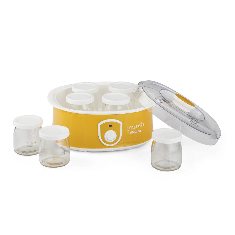 Yogurtiera Elettrica - 7 Vasetti - 1,3kg Yogurt Fatto in Casa - 20 Watt - Bianco e Giallo