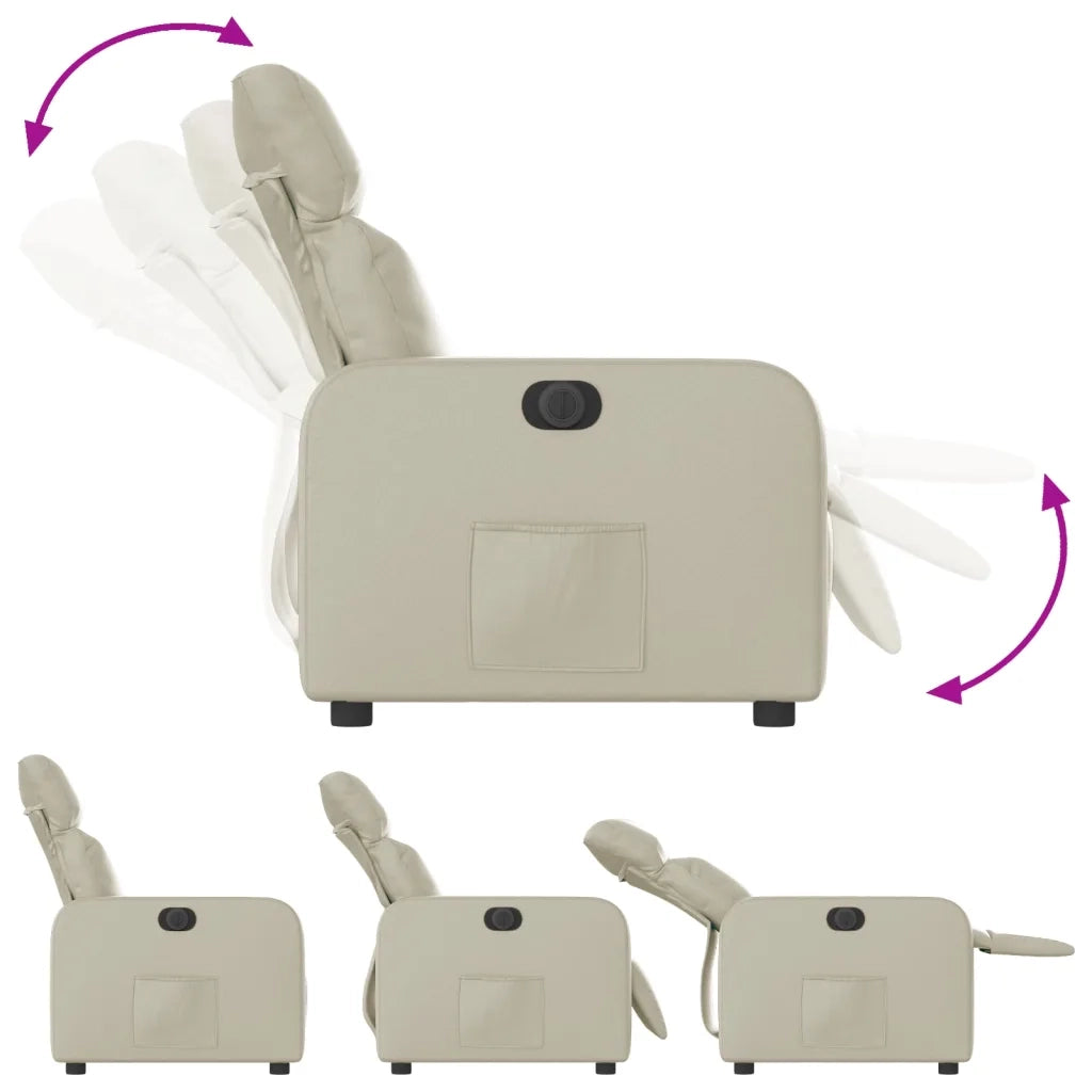 Poltrona | Sedia Relax Reclinabile Elettrica Crema in Similpelle