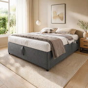 LETTO Contenitore 140x200 cm Grigio in lino con USB e Type-C