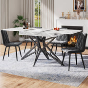 Tavolo da Pranzo Allungabile con 4 Sedie ¨C MINIMAL ¨C Piano Nero, Velluto Grigio Scuro, 120/160x68 cm
