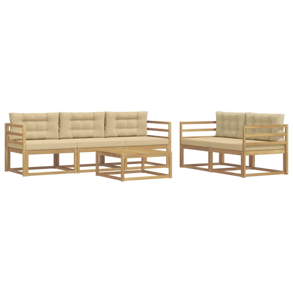 Set di divani da esterno 6 pz Bianco e Beige 3386047