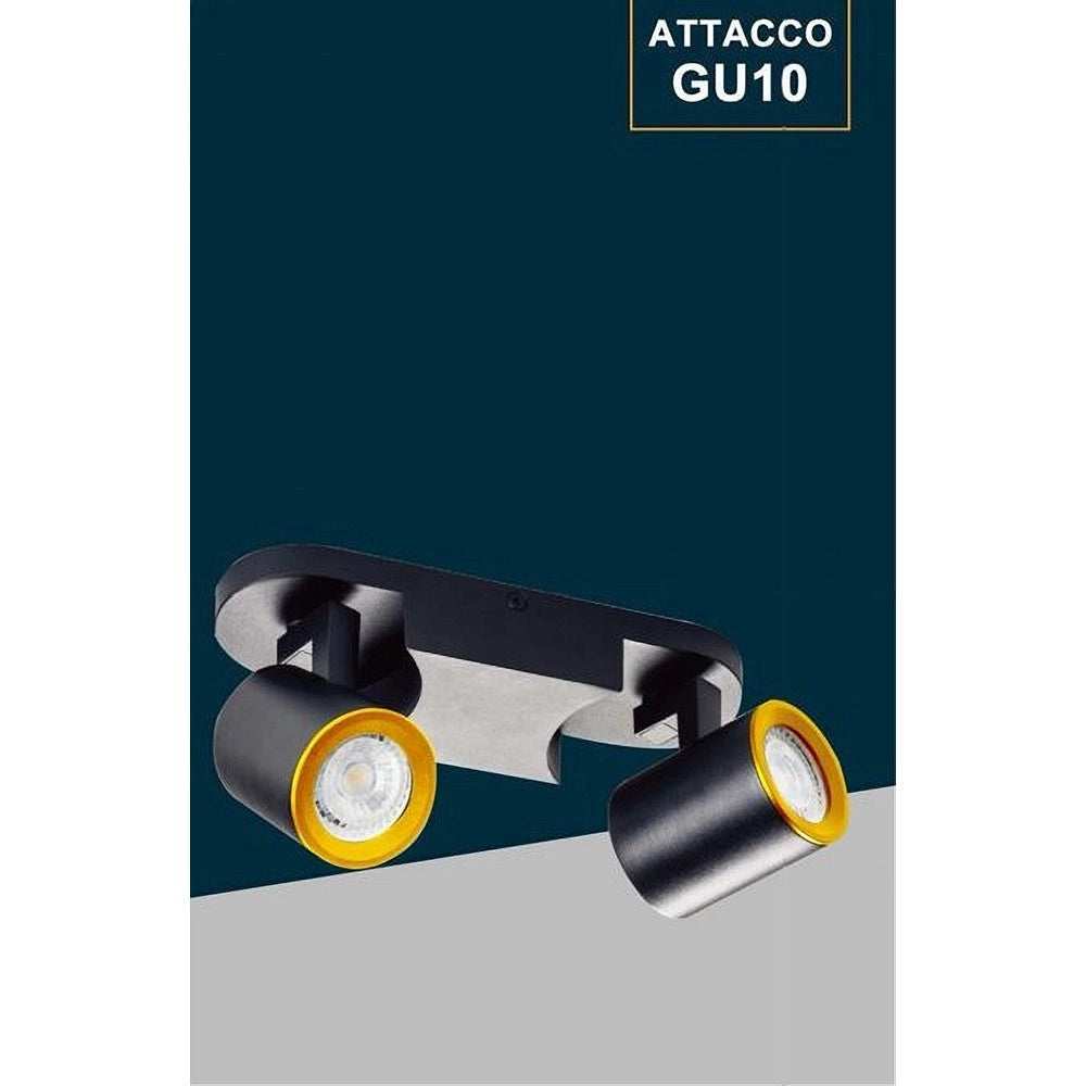 Trade Shop - Applique 2 Diffusori Orientabile Soffitto Parete Lampada Gu10 Bianco Nero Th8802 -