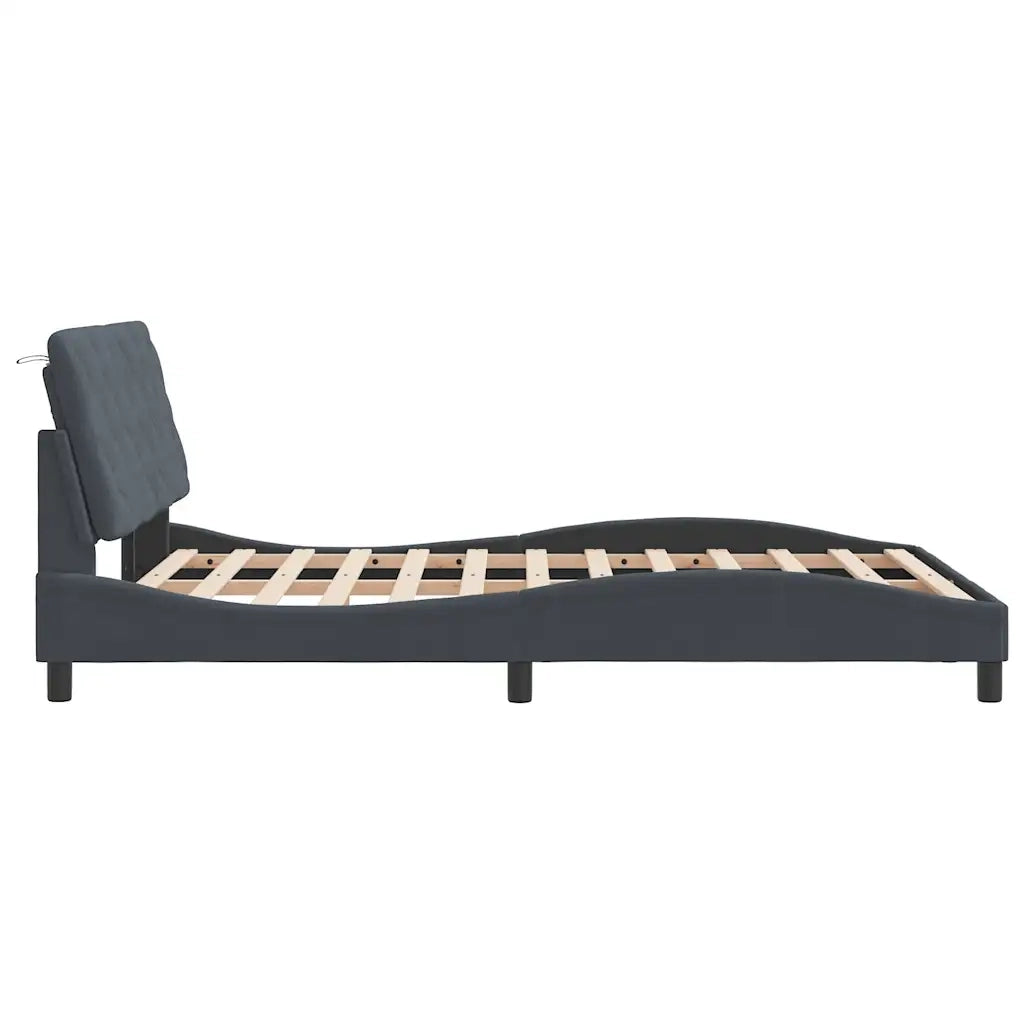 Giroletto senza Materasso-Struttura Letto Grigio Scuro 140x200 cm Velluto 771914