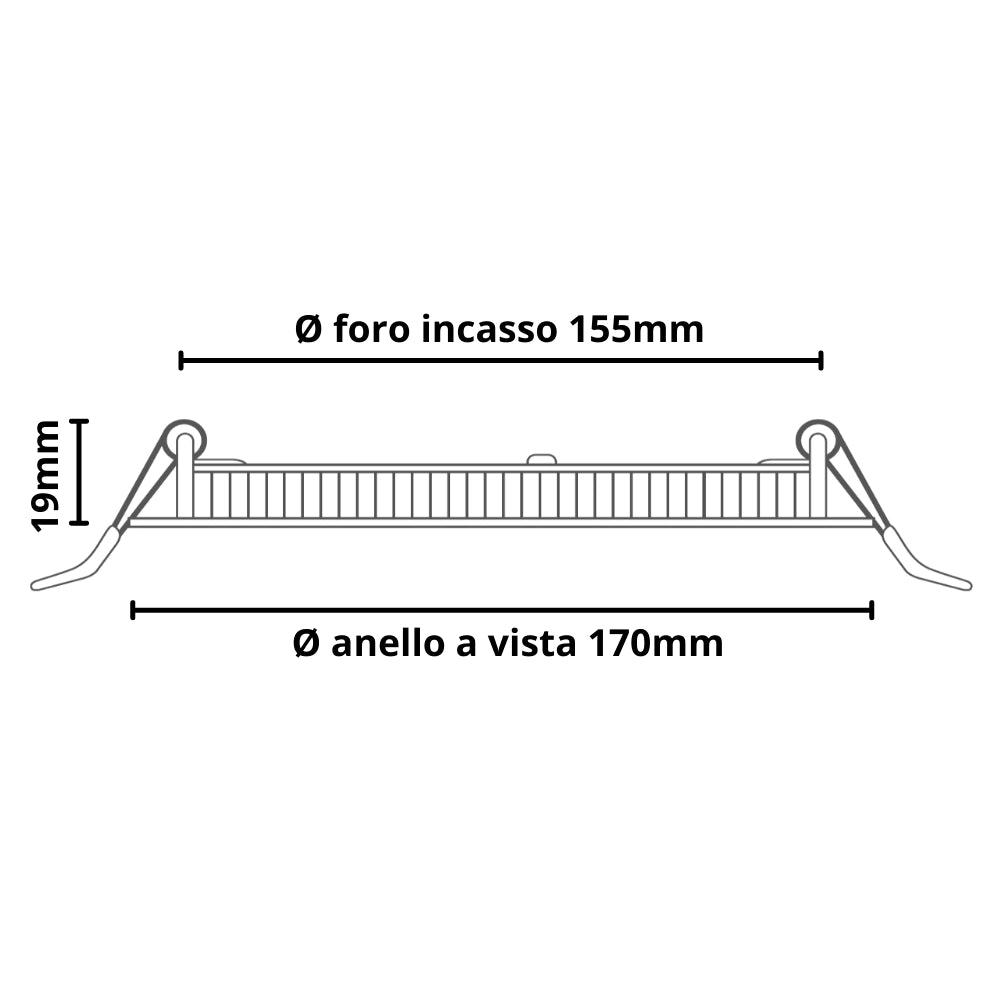 Pannello led incasso 155cm 12watt slim tondo alimentatore incluso 4500k pezzi 3