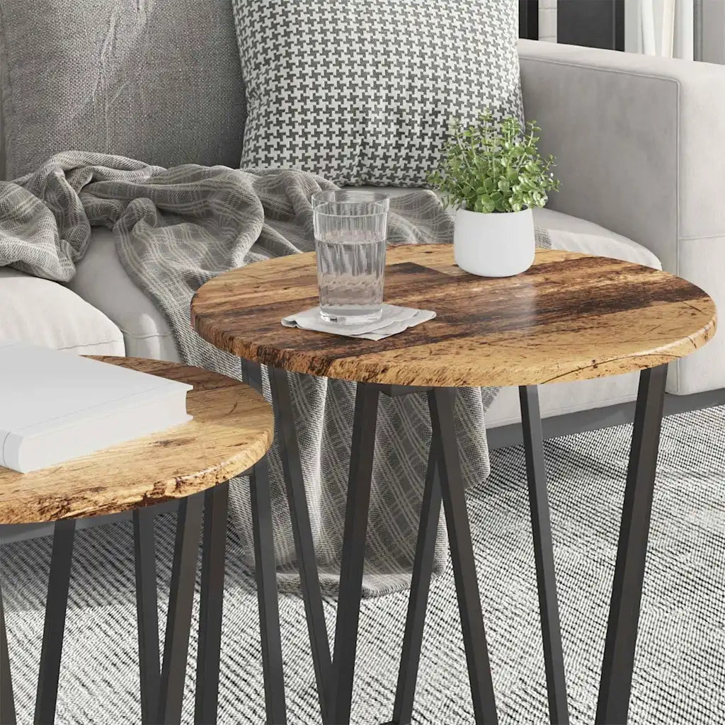 Set tavolini 2 pz | Tavolo laterale Legno Antico e Nero