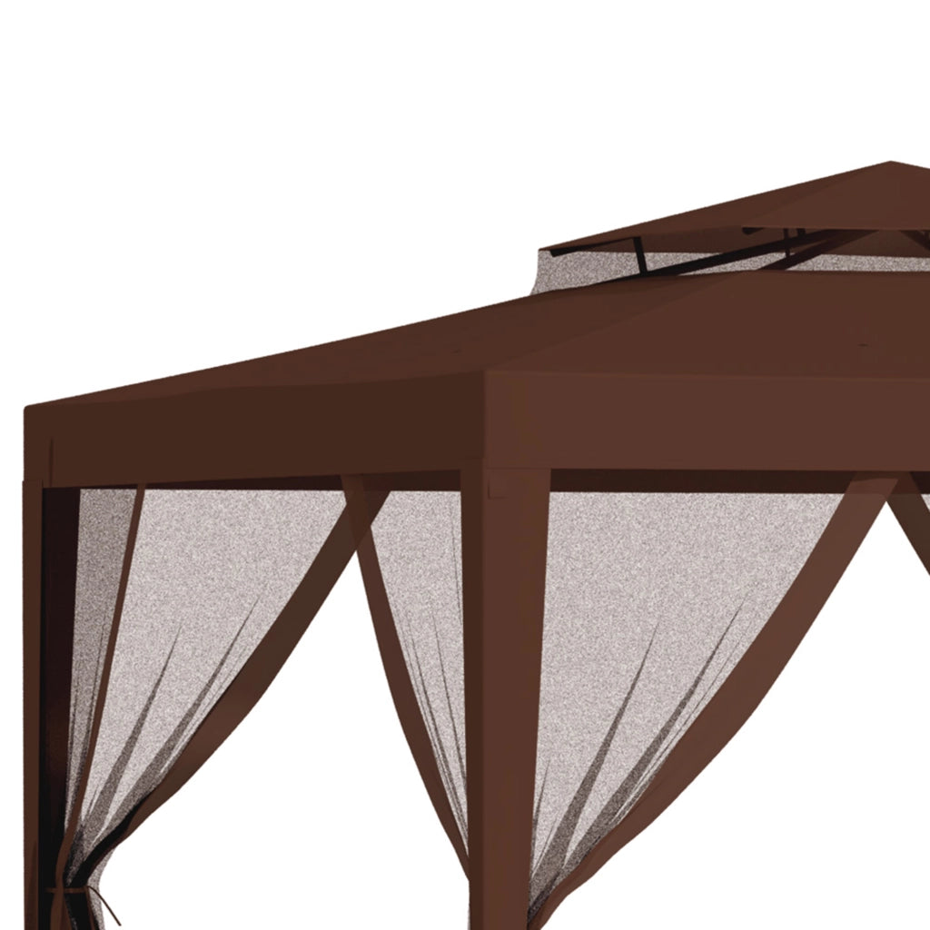 Gazebo da giardino 3x3 m ¨C Minimal ¨C marrone, 4 zanzariere, telaio in metallo