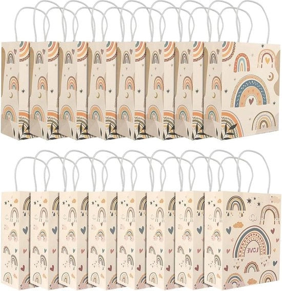 16 zuppierini bohemien con maniglia - sacchetti di carta per festa da compleanno e matrimonio.