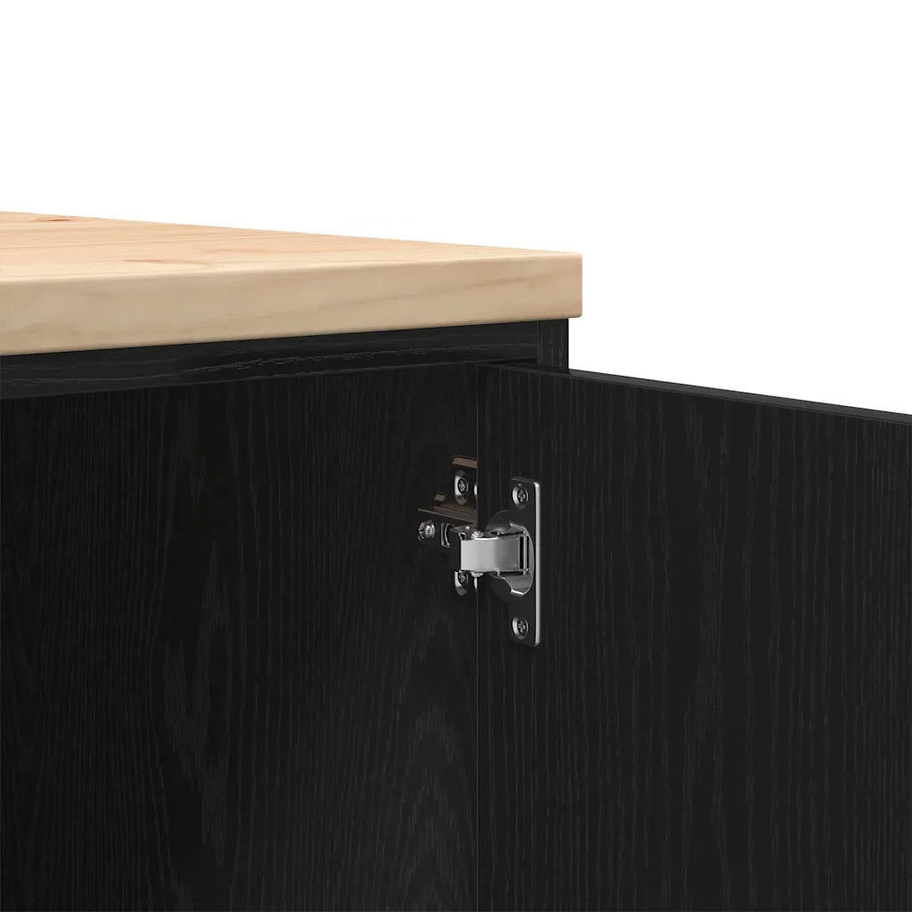 Armadietto da Garage Nero 30x51x85 cm in Legno Massello di Pino 860554
