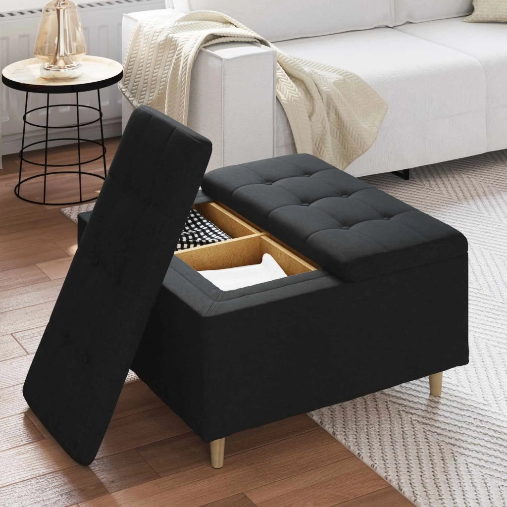 Pouf contenitore con cuscino Nero 80 x 80 x 45 cm Tessuto 876835