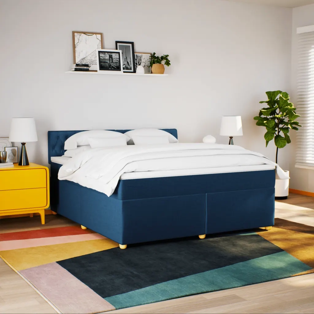 Giroletto a Molle con Materasso Blu 180x200 cm in Tessuto 3286772