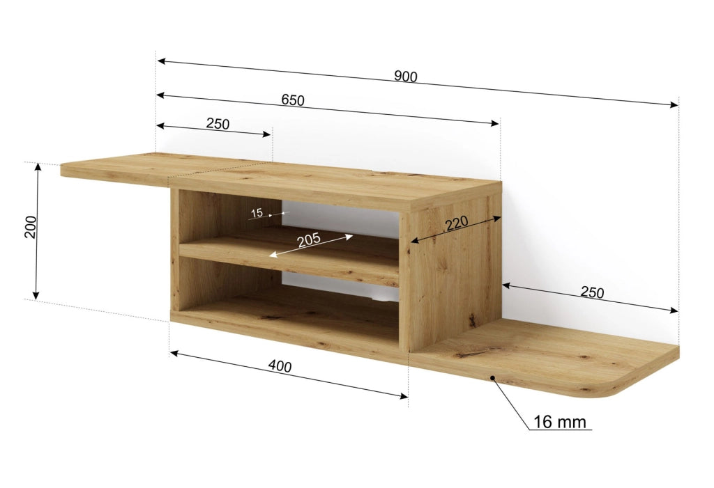 Mobile porta TV sospeso minimal DEDAL cm 90x22x20h  Rovere