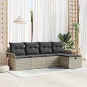 Set Divano da Giardino 5 pcs Grigio chiaro polyrattan