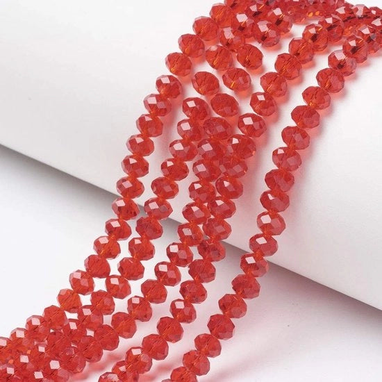 Glas Kralen 10 Strengen - Facette Rondelle - Vetro Transparente - Sierade Maken - 6x5mm - Foro: 1mm