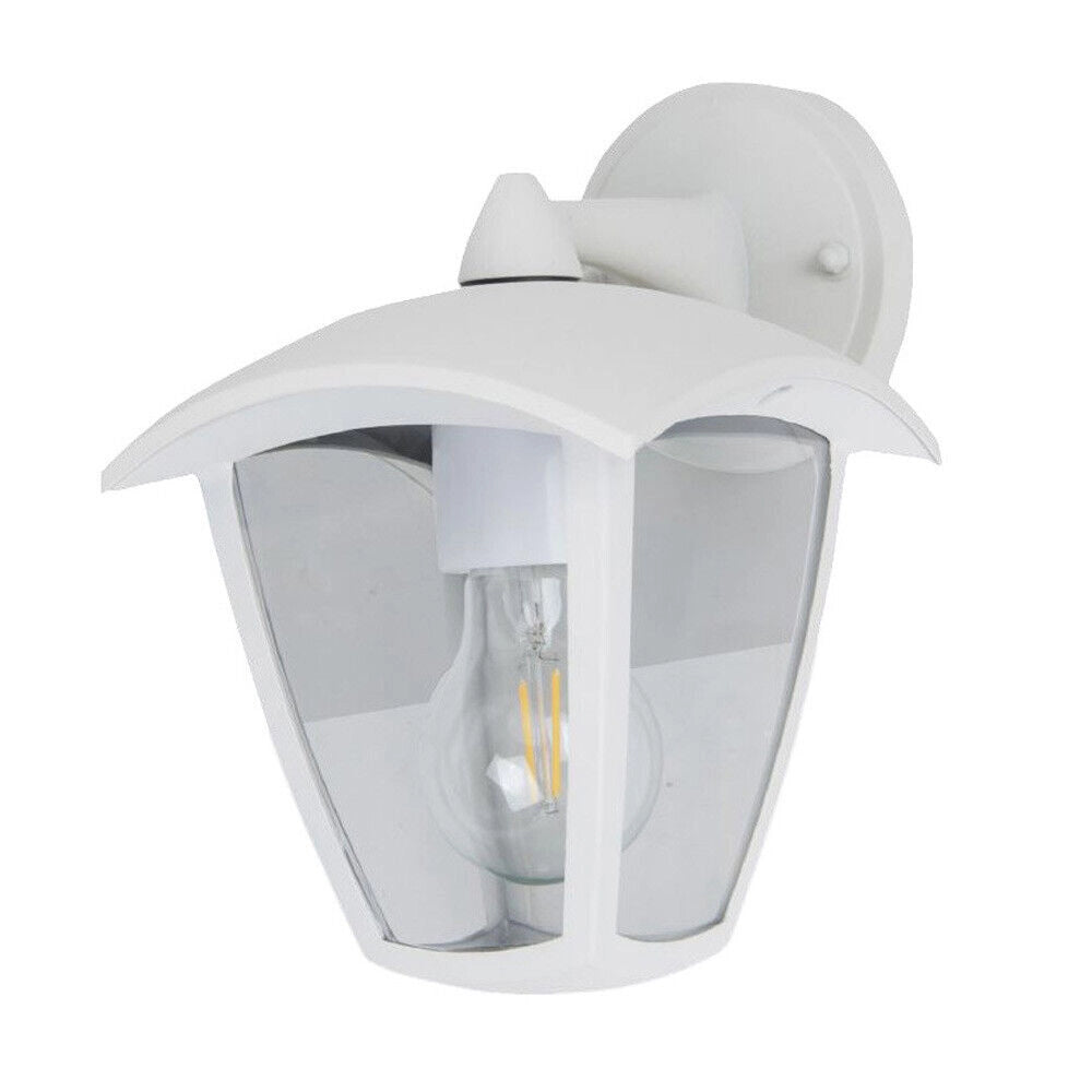 LAMPADA DA PARETE PER ESTERNO IP44 BIANCA CON ATTACCO E27 - DESIGN LANTERNA IN ALLUMINIO E PVC IDEALE PER GIARDINI TERRAZZE