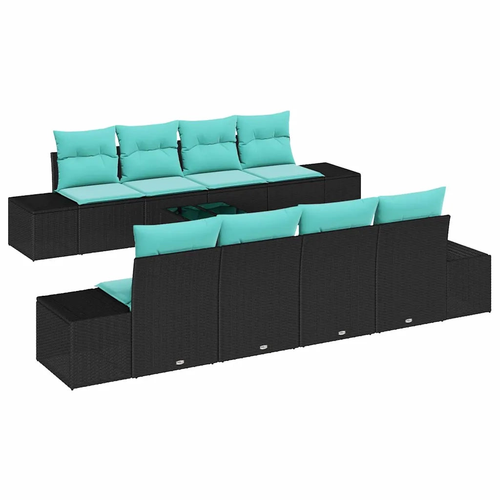 Set Divano da Giardino 9 pz Nero polyrattan 3346996