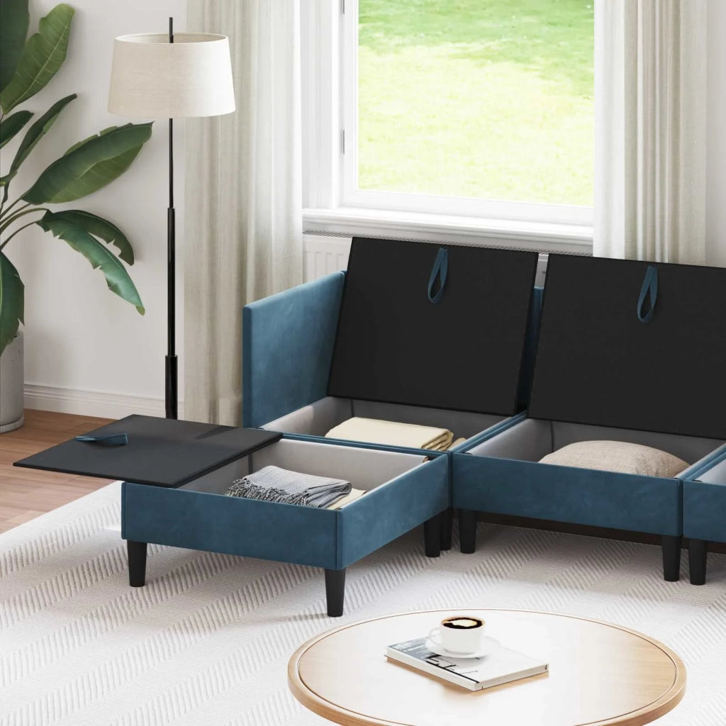 Set di mobili per il soggiorno con cuscino 5 pcs Blu Velluto 3413771