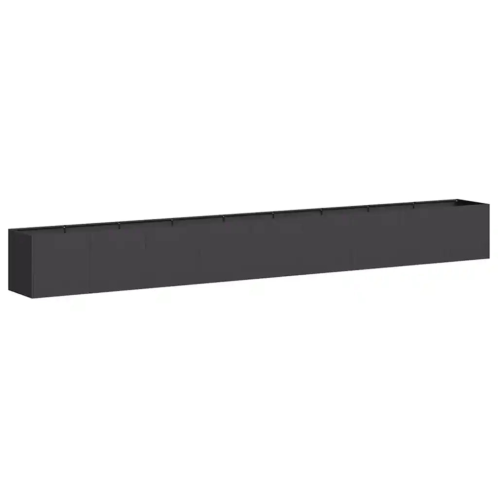 Fioriera | Cassetta per fiori | Vaso Nera 360x40x40 cm in Acciaio Laminato a Freddo
