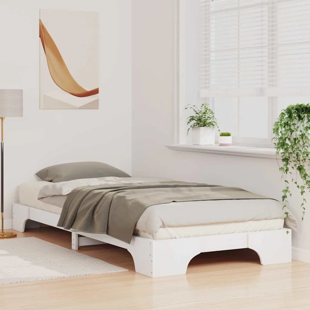 Letto singolo | Letto per adulti | Struttura del letto Bianco 100 x 210 cm Pino massello