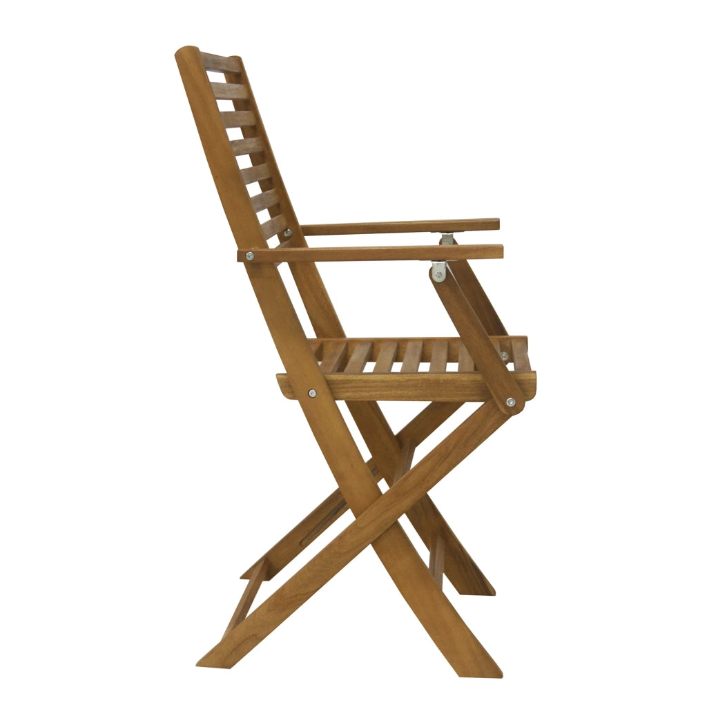 Set di 2 sedie pieghevoli da giardino Simo in legno di acacia, con dettagli in alluminio (56x53x92 cm)