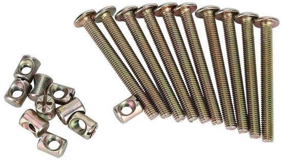 Boutoni in acciaio inossidabile - viti e dadi - viti a testa a pozzo - viti a goccia - adatti a - lettini per bambini - dorati - viti M6 per mobili, viti e dadi per lettini, lettini a piattaforma, lettini a castello, sedie (40mm)