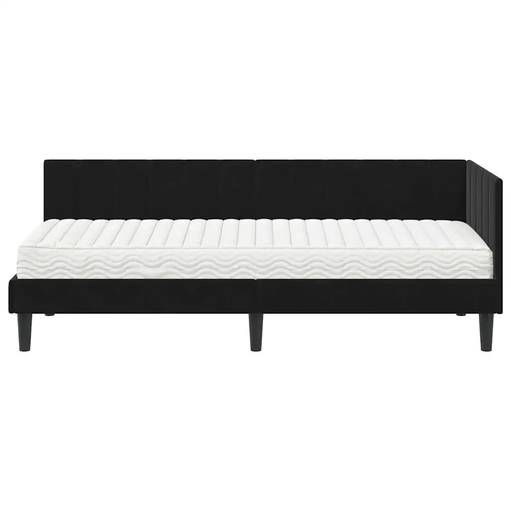 Struttura Letto Angolare con Materasso 2 pz-Giroletto con materasso Nero Velluto 980336