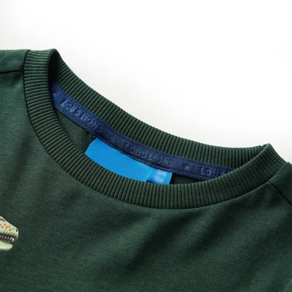 Maglietta da Bambino a Maniche Lunghe Verde Scuro 92 12839