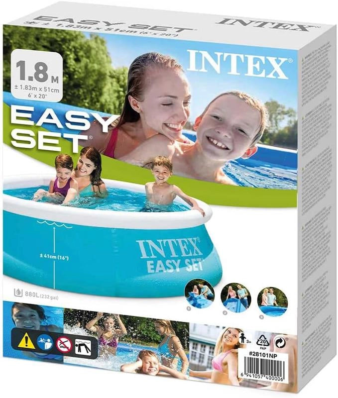 INTEX PISCINA MY FIRST EASY TONDA GONFIABILE PER GIARDINO BIANCA E AZZURRA 183X51 CM - 28101 CAPACITÀ	890 LITRI