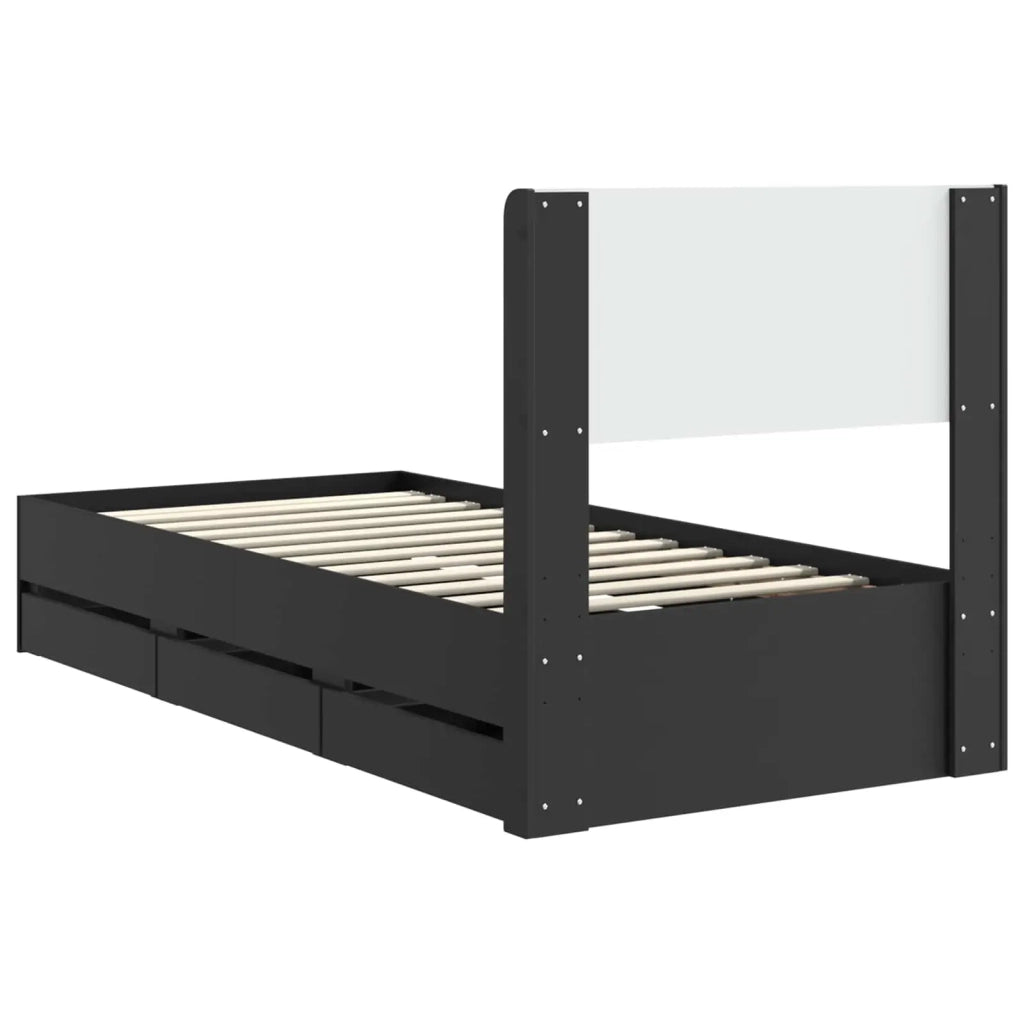 Struttura del letto con stoccaggio e testata Nero 100 x 200 cm 3414330