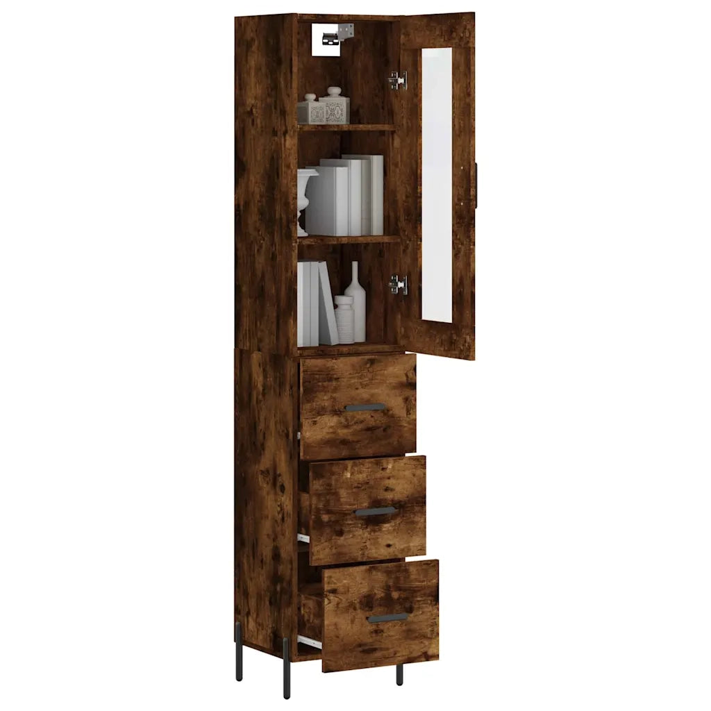 Credenza-Buffet-Armadio da cucina Rovere Fumo 34,5x34x180 cm in Legno Multistrato 421646