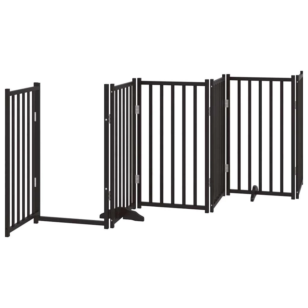 Cancelletto di sicurezza per animali domestici porta pieghevole 9 pannelli legno di pioppo nero 02_0023281