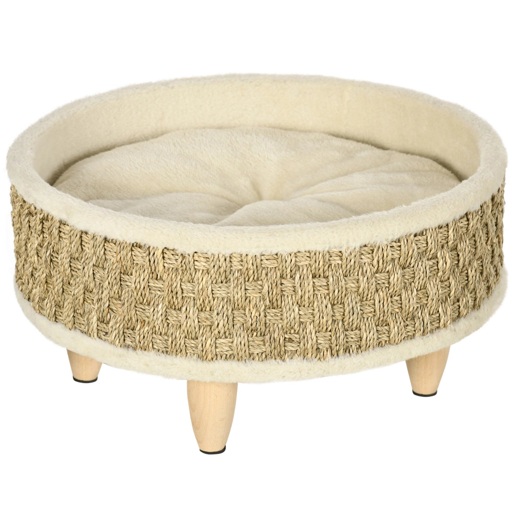 Cuccia per cani rotonda con piedini cuscino integrato beige ¨C Xylo ¨C ? 48 x 24,5H cm