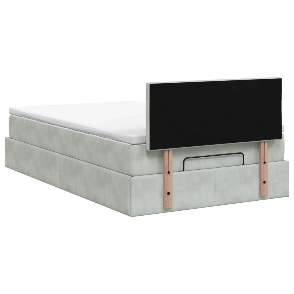 Letto ottomano con materasso Grigio Chiaro 120 x 200 cm Velluto 3456477