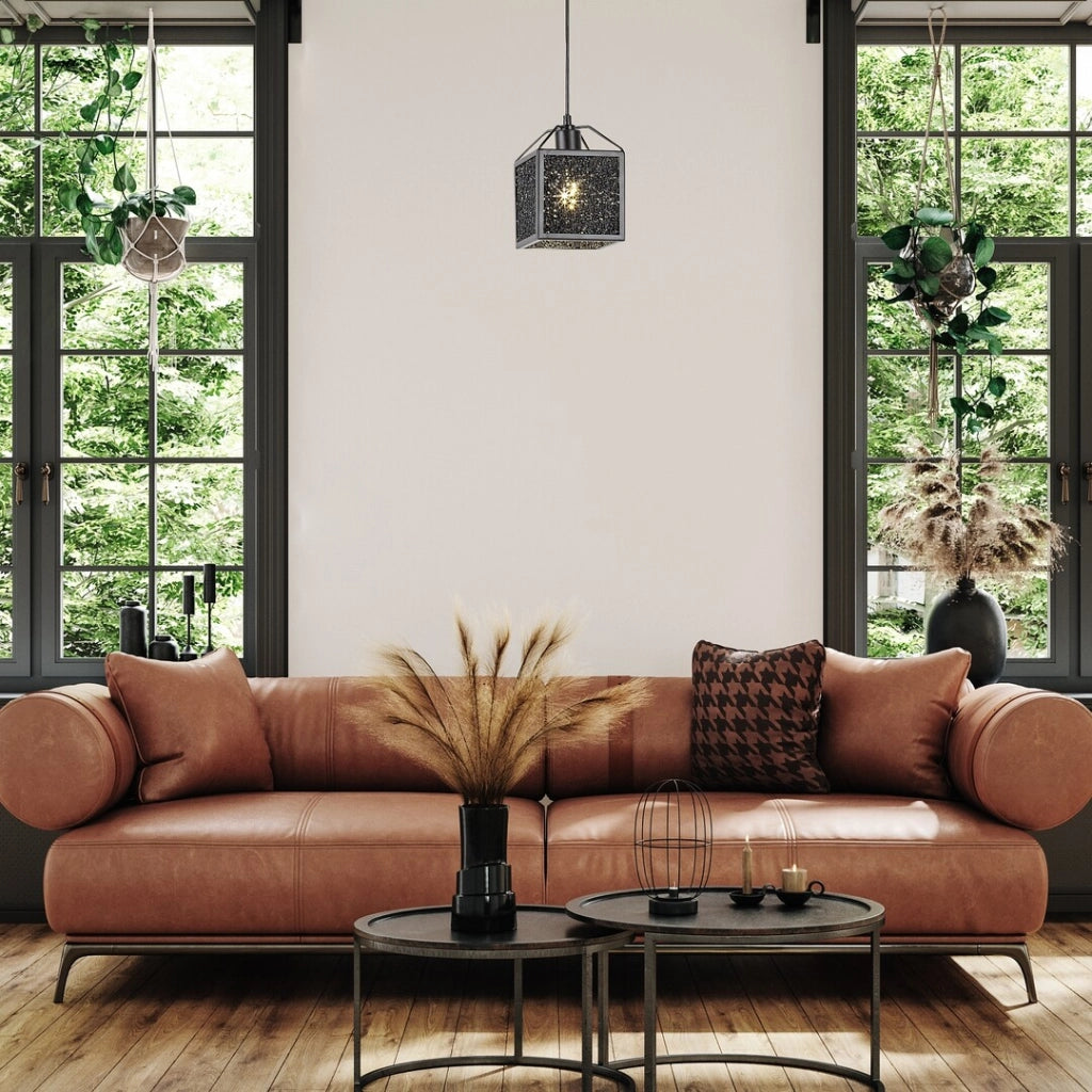 Lampada a sospensione moderna cubo nero E27 40W Rabalux