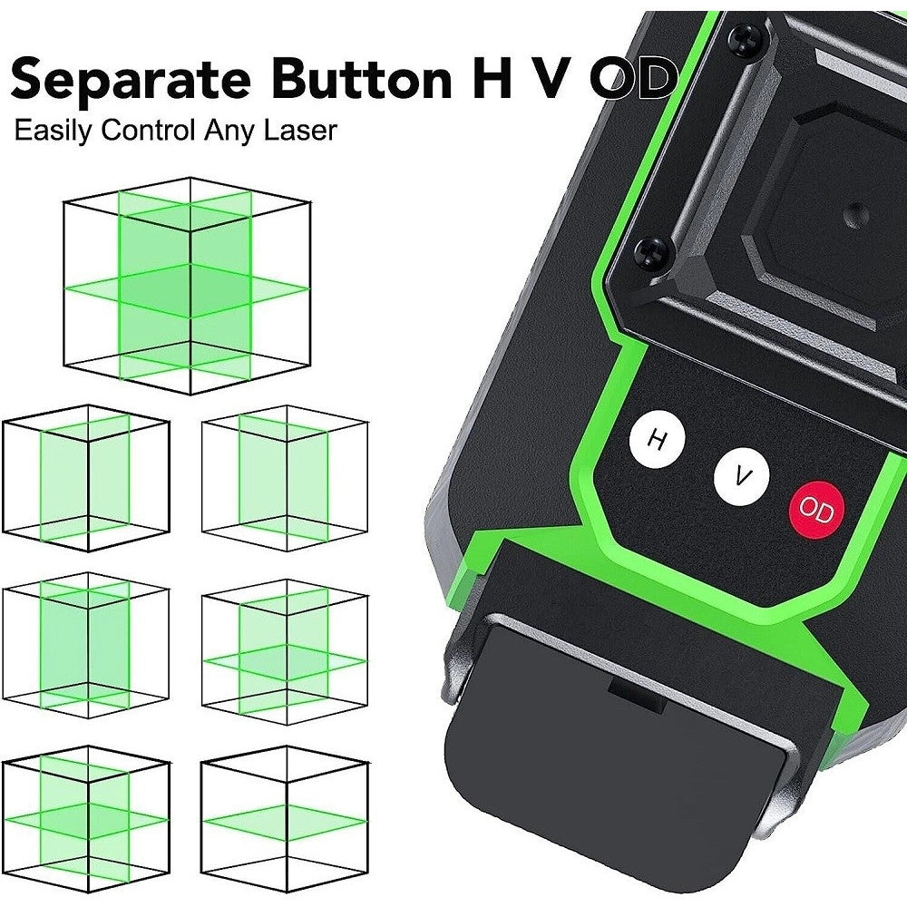 Trade Shop - Livella Laser Autolivellante A 360° Livella Laser Verde 2 Batterie Ricaricabili -