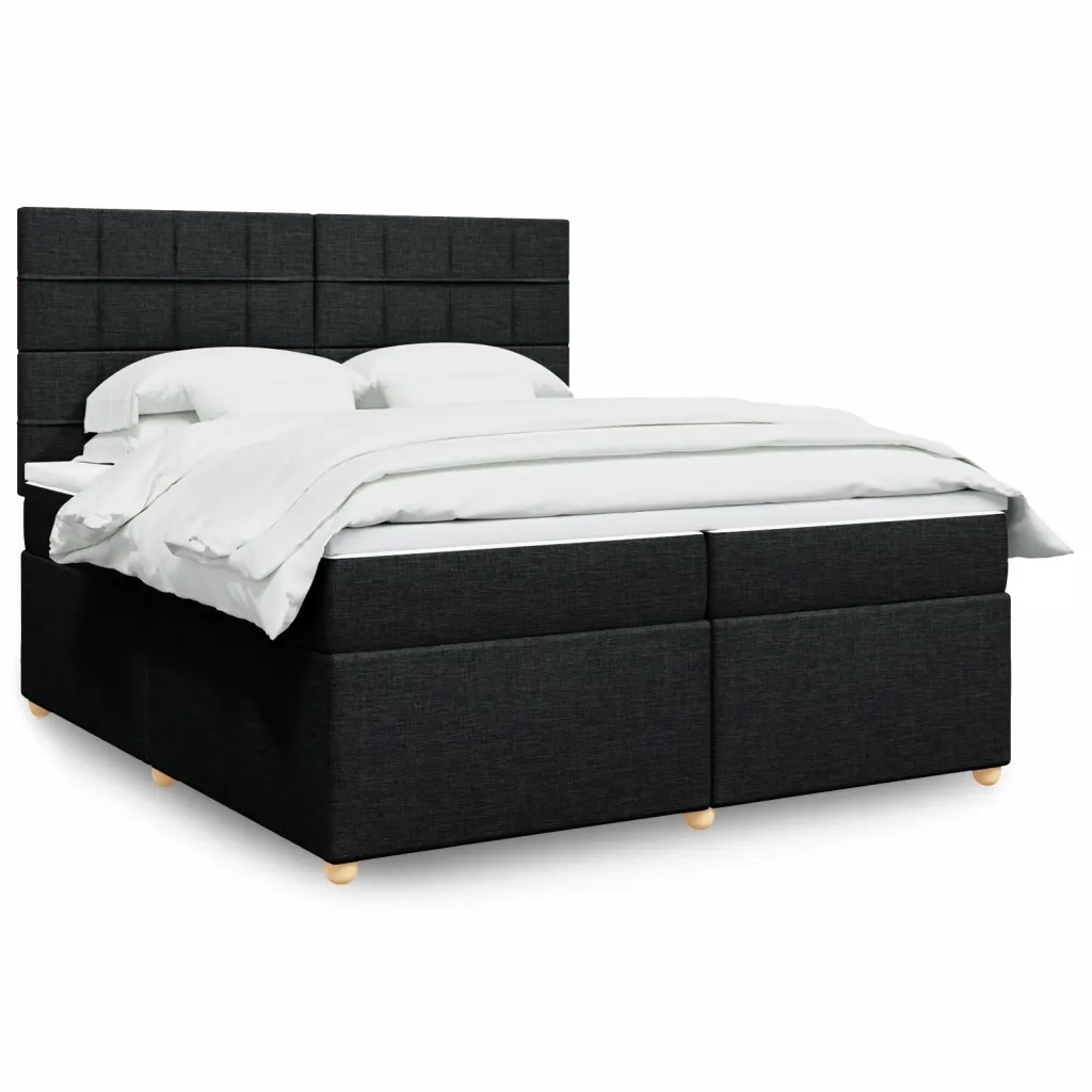 Giroletto a Molle con Materasso Nero 200x200 cm in Tessuto 3291389