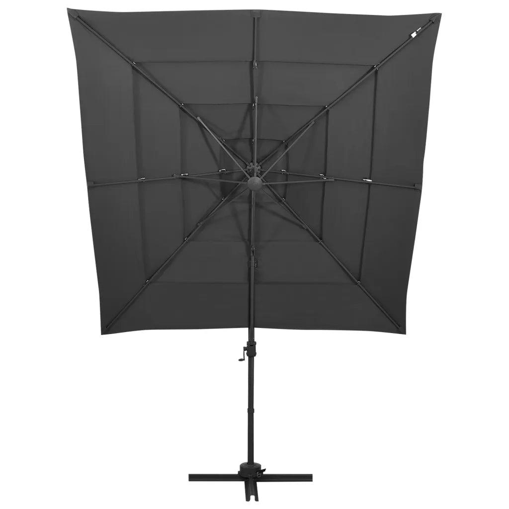 Ombrellone a 4 Livelli Palo in Alluminio 250x250 cm Antracite 313822